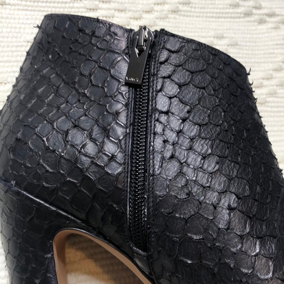 VINCE Python Embossed Open-Toe Bootie Ankle Boots - Picture 7 of 9